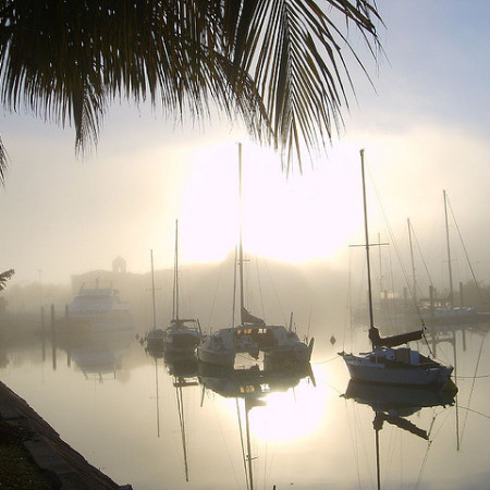 Boats in the Mist at Townsville by robstephaustralia