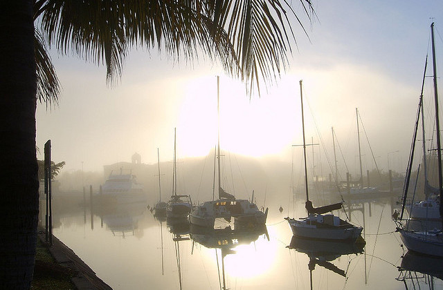 Boats in the Mist at Townsville by robstephaustralia